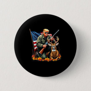 Hunting Deer Season Vintage Trump Usa Flag Camoufl 6 Cm Round Badge