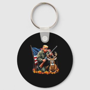 Hunting Deer Season Vintage Trump Usa Flag Camoufl Key Ring