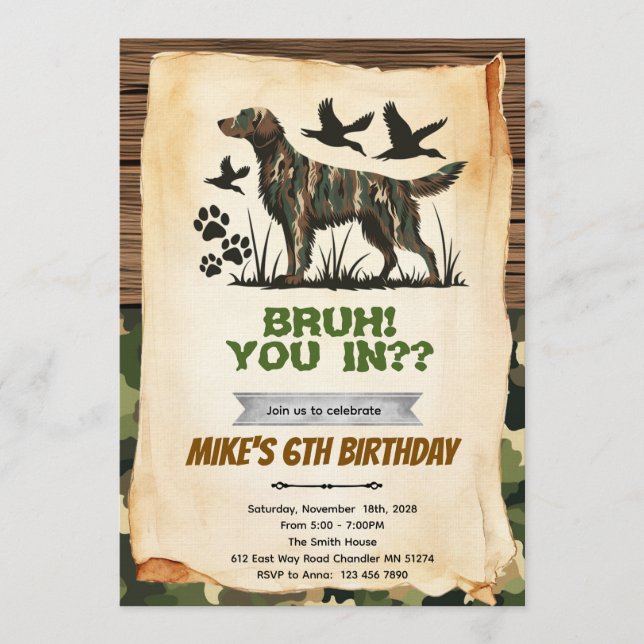 Hunting Dog Birthday Invitation (Front)