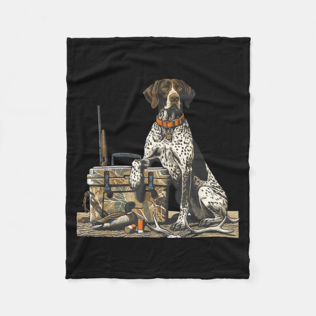 Hunting Dog Inter Bird Dog Duck Hunter Camo Retrie Fleece Blanket (Front)