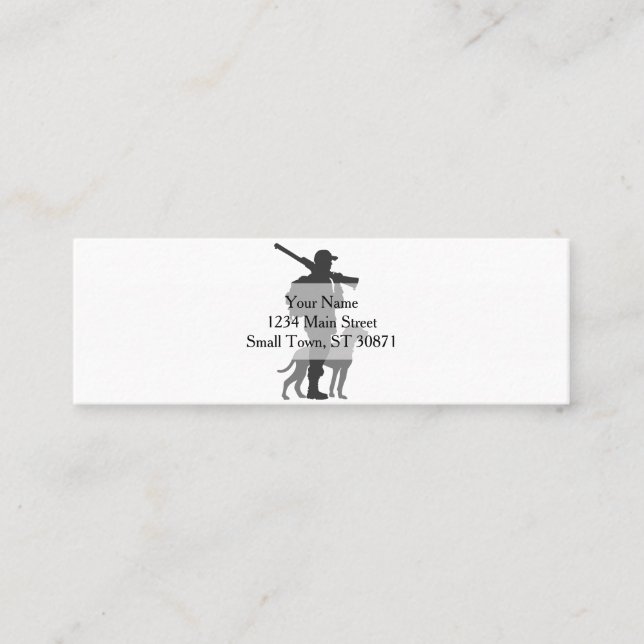 Hunting dog with hunter - Choose background colour Mini Business Card (Front)