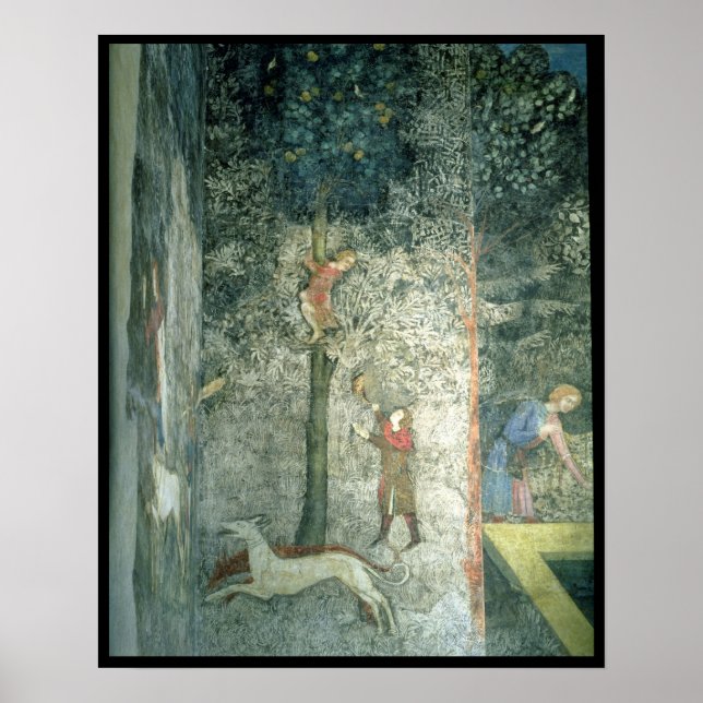 Hunting dogs and men climbing a tree poster (Front)