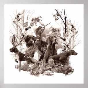 Hunting dogs ,Gun dogs,Hunting season Wood Wall Ar Poster