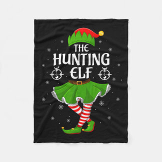 Hunting Elf Christmas Family Girls Women Elf Squad Fleece Blanket