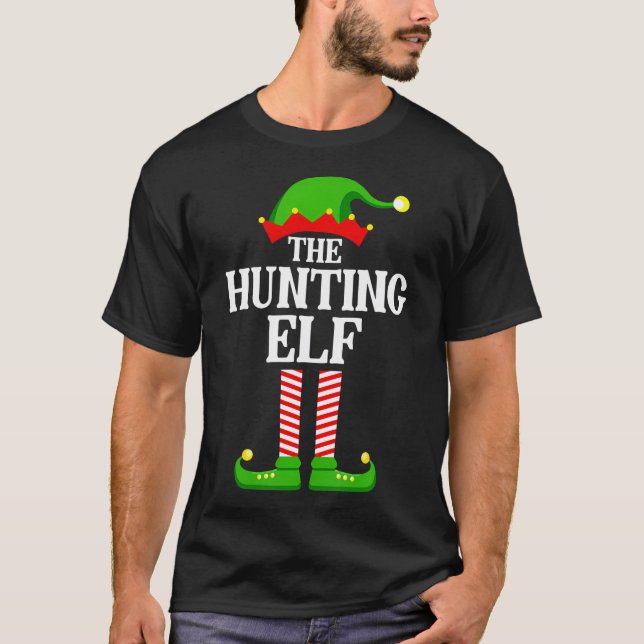 Hunting Elf Family Matching Group Funny Christmas T-Shirt (Front)