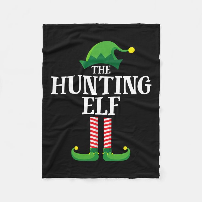 Hunting Elf Matching Family Group Christmas Party  Fleece Blanket (Front)