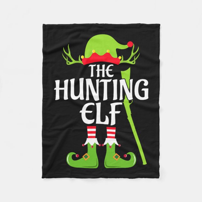 Hunting Elf Matching Family Group Christmas Party  Fleece Blanket (Front)