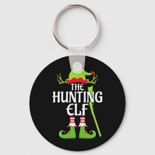 Hunting Elf Matching Family Group Christmas Party Key Ring