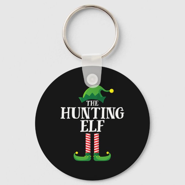 Hunting Elf Matching Family Group Christmas Party  Key Ring (Front)