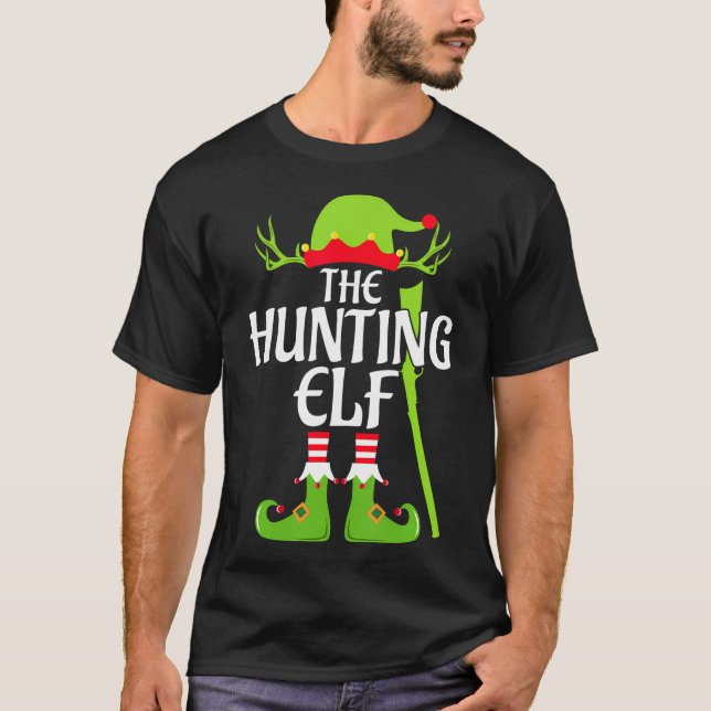 Hunting Elf Matching Family Group Christmas Party  T-Shirt (Front)