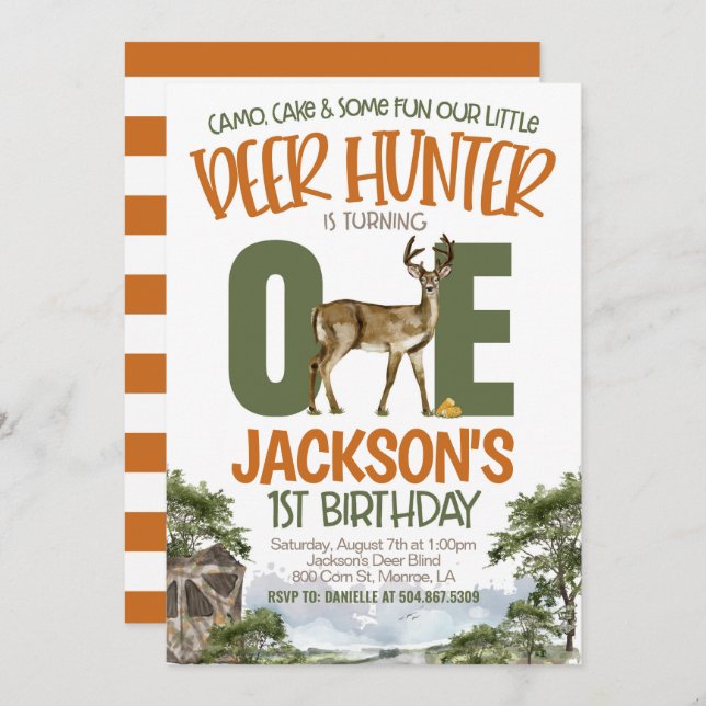 Hunting First Birthday Invitation (Front/Back)