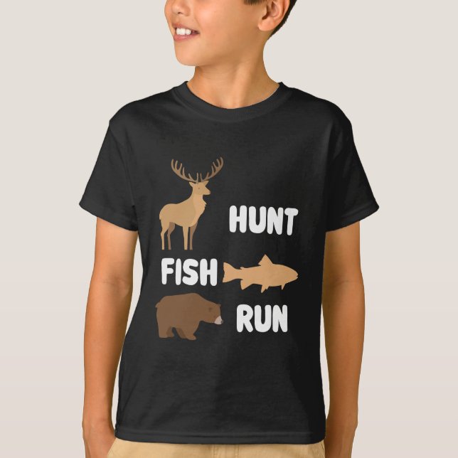 Hunting Fishing Bear Wilderness Hunter Camping T-Shirt (Front)