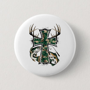 Hunting Fishing Faith - Christian Hunter Fisherman 6 Cm Round Badge