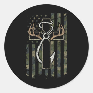 Hunting Fishing Faith - Christian Hunter Fisherman Classic Round Sticker
