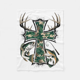 Hunting Fishing Faith - Christian Hunter Fisherman Fleece Blanket