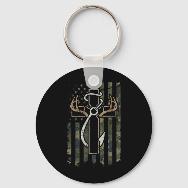 Hunting Fishing Faith - Christian Hunter Fisherman Key Ring (Front)