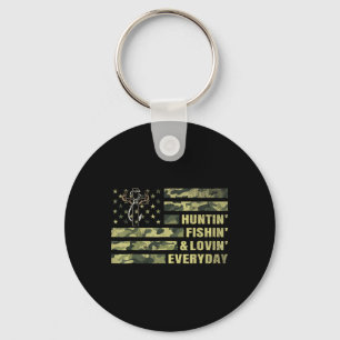 Hunting Fishing Loving Every Day Camo American Fla Key Ring