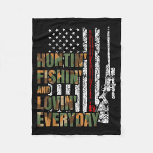 Hunting Fishing Loving Everyday American Deer Hunt Fleece Blanket