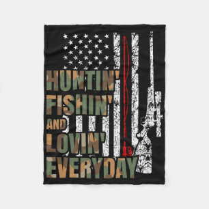 Hunting Fishing Loving Everyday American Deer Hunt Fleece Blanket
