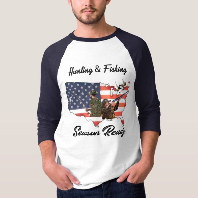 Hunting & Fishing  T-Shirt Trucker Hat Button Tape (Front)