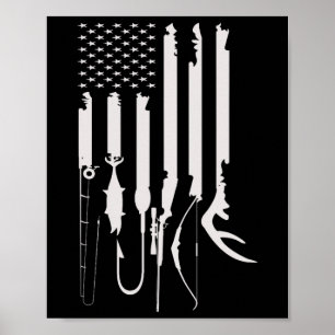 Hunting Fishing Usa Flag American Themed Decor 