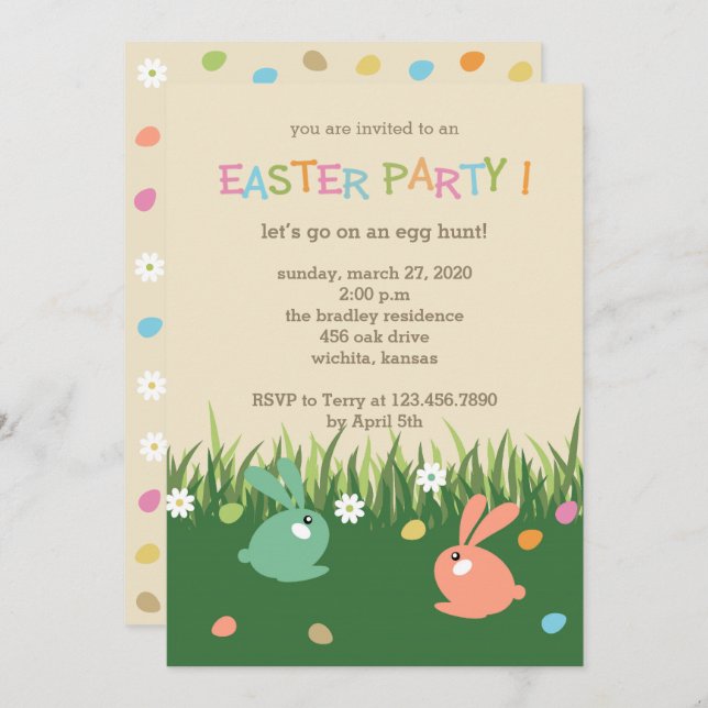 Hunting for Easter Eggs Party Invitations (Front/Back)