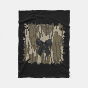 Hunting Girl Camo Black Bow Ribbon Fleece Blanket
