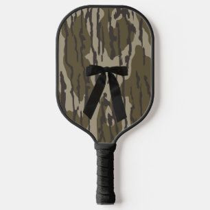 Hunting Girl Camo Black Bow Ribbon Pickleball Paddle