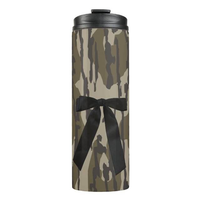 Hunting Girl Camo Black Bow Ribbon Thermal Tumbler (Front)