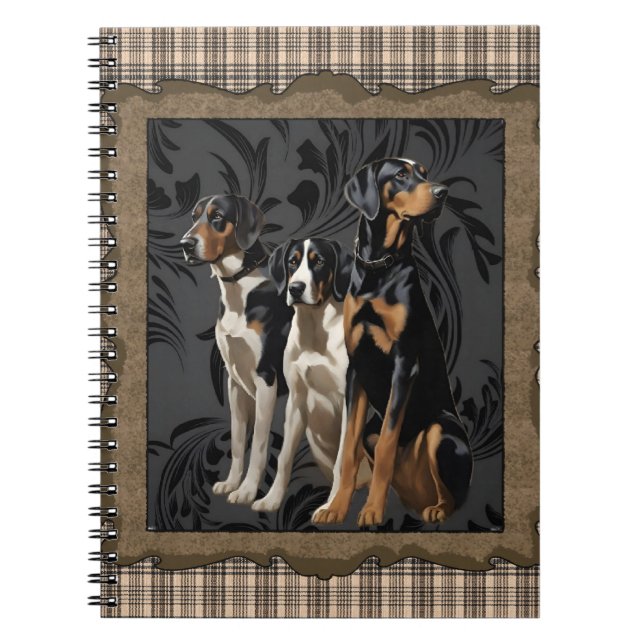 hunting hound dogs on plaid notebook (Front)