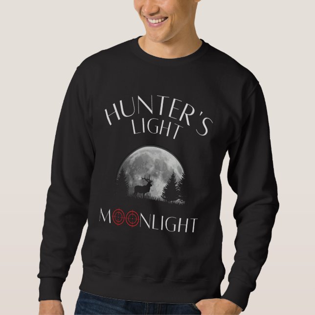 Hunting hunter light moonlight deer red deer rifle sweatshirt (Front)