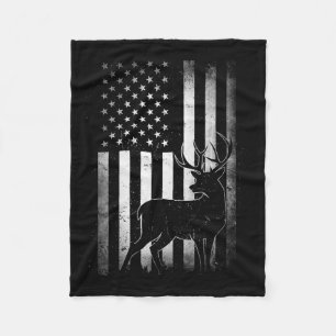 Hunting Hunters Deer Usa Us American Flag Camo Cam Fleece Blanket