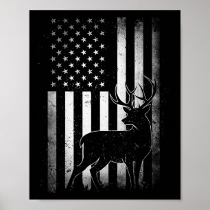 Hunting Hunters Deer Usa Us American Flag Camo Cam Poster