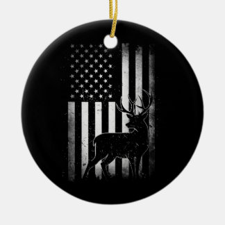 Hunting Hunters Deer USA US American Flag Camo Ceramic Ornament