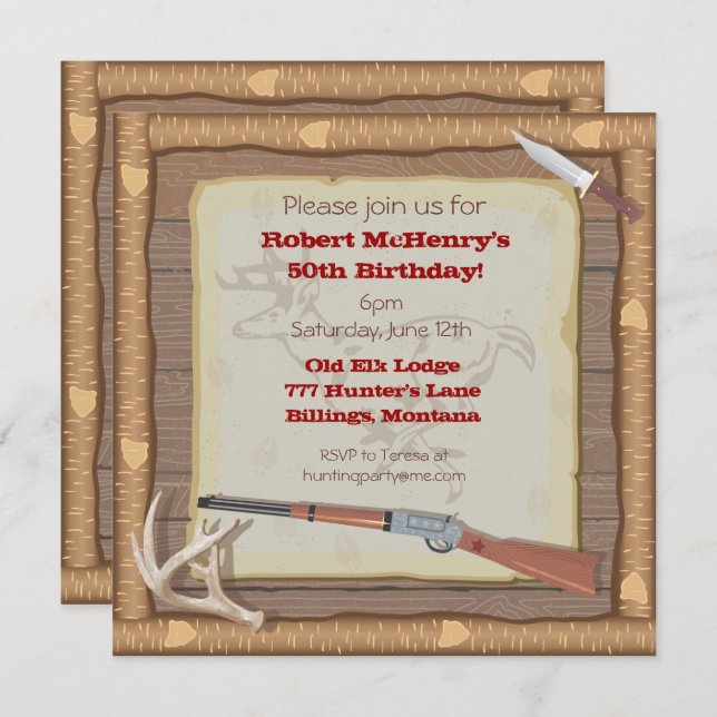 Hunting Invitation with wood frame (Front/Back)