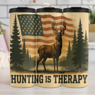 Hunting Is Therapy Deer Flag Thermal Tumbler