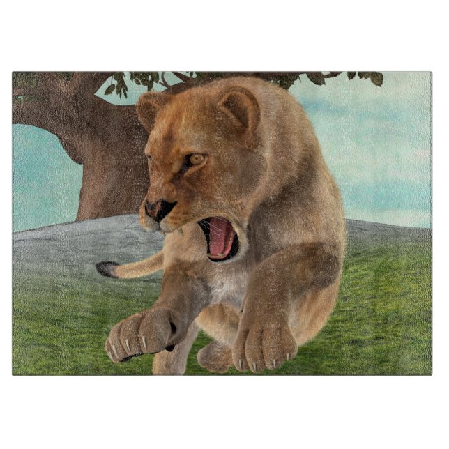 Hunting Lioness Cutting Board (Front)