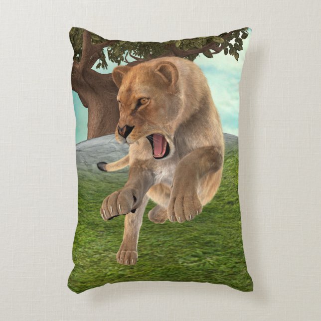Hunting Lioness Decorative Cushion (Front(Vertical))