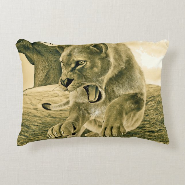 Hunting Lioness Decorative Cushion (Front)