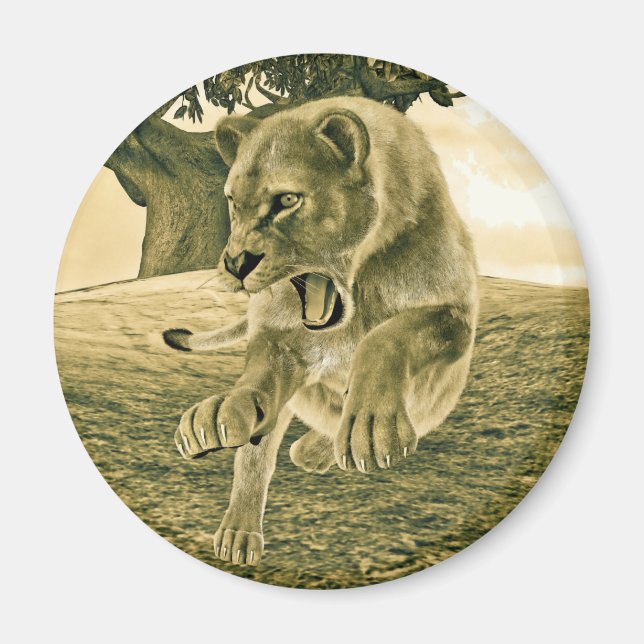 Hunting Lioness Magnet (Front)