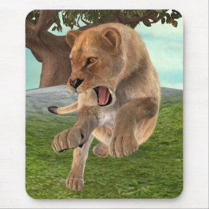 Hunting Lioness Mouse Pad