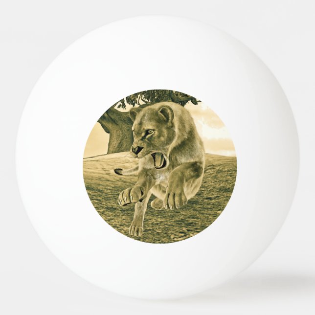 Hunting Lioness Ping Pong Ball (Front)