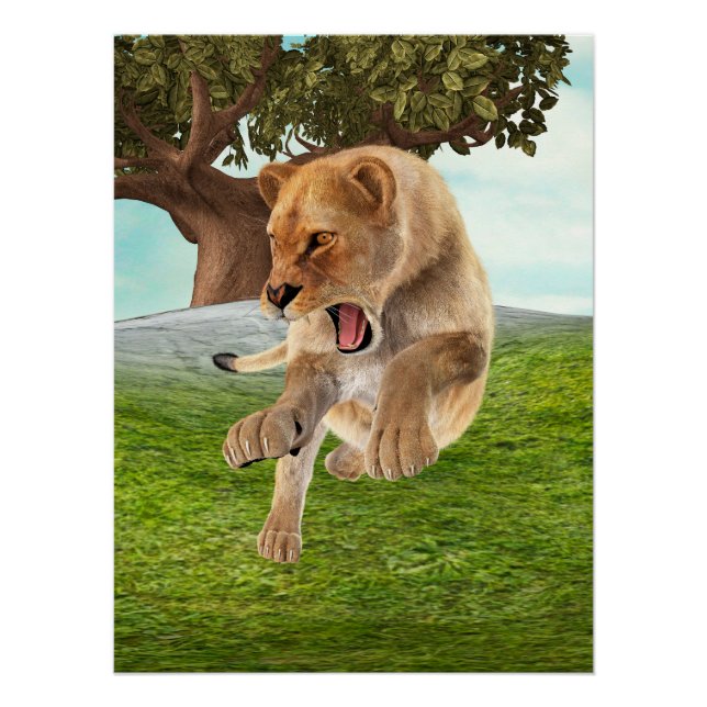 Hunting Lioness Poster (Front)