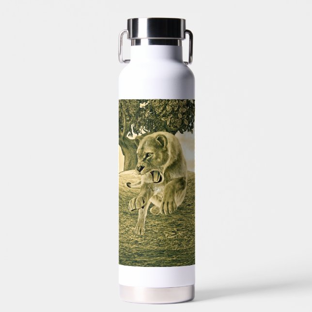 Hunting Lioness Water Bottle (Front)