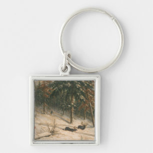 Hunting Moose Key Ring