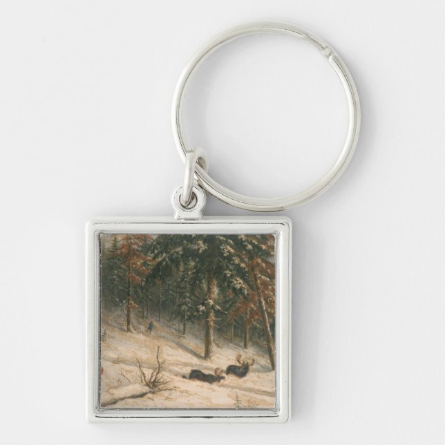 Hunting Moose Key Ring (Front)