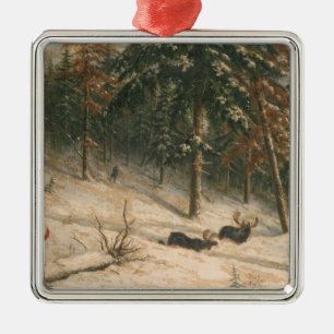 Hunting Moose Metal Tree Decoration