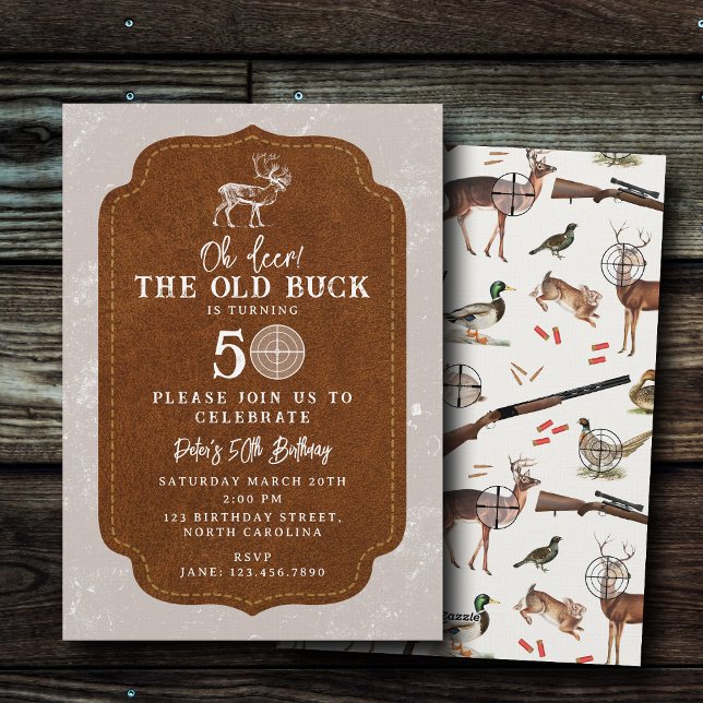 Hunting Oh Deer Old Buck Adult Birthday Party Invitation (Hunting Oh Deer Old Buck Adult Birthday Party Invitation)