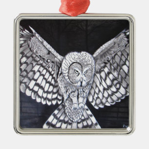 Hunting Owl Metal Tree Decoration