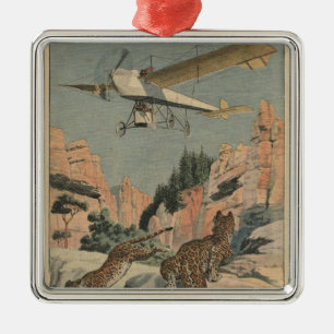 Hunting panthers from an aeroplane in Texas Metal Ornament